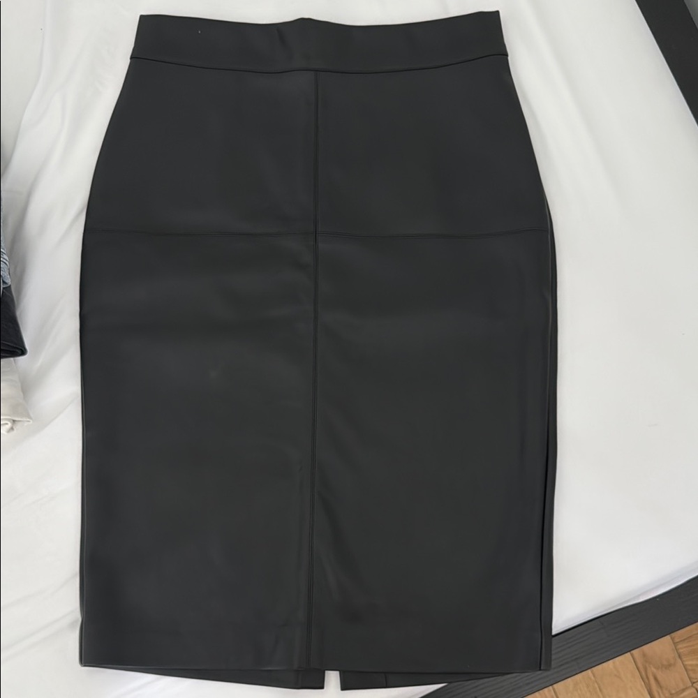 Classic Black Pencil Leather Skirt